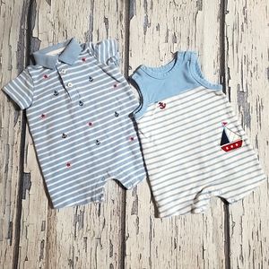 LITTLE ME Nautical One Piece Bodysuit Rompers Baby Boy Size 6 Months - 2 Pieces